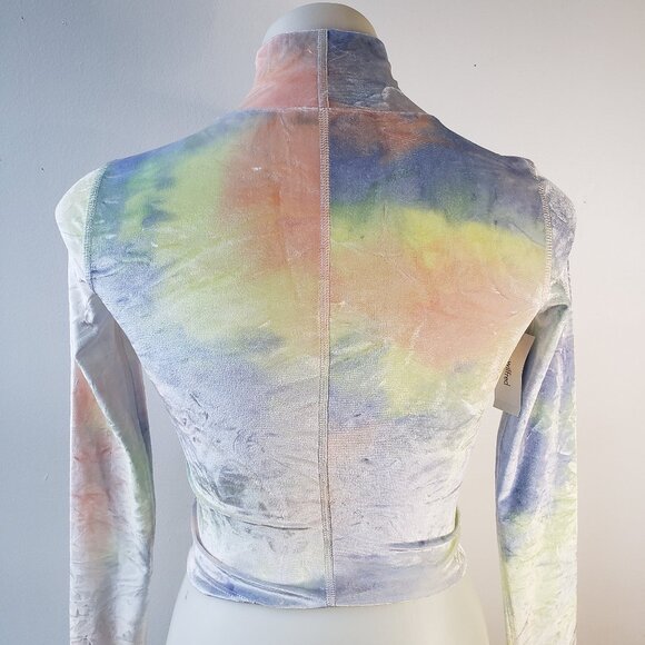 Crushed Velvet Pastel tiedye crop turtleneck long sleeve Monster High Lagoona - Picture 5 of 8
